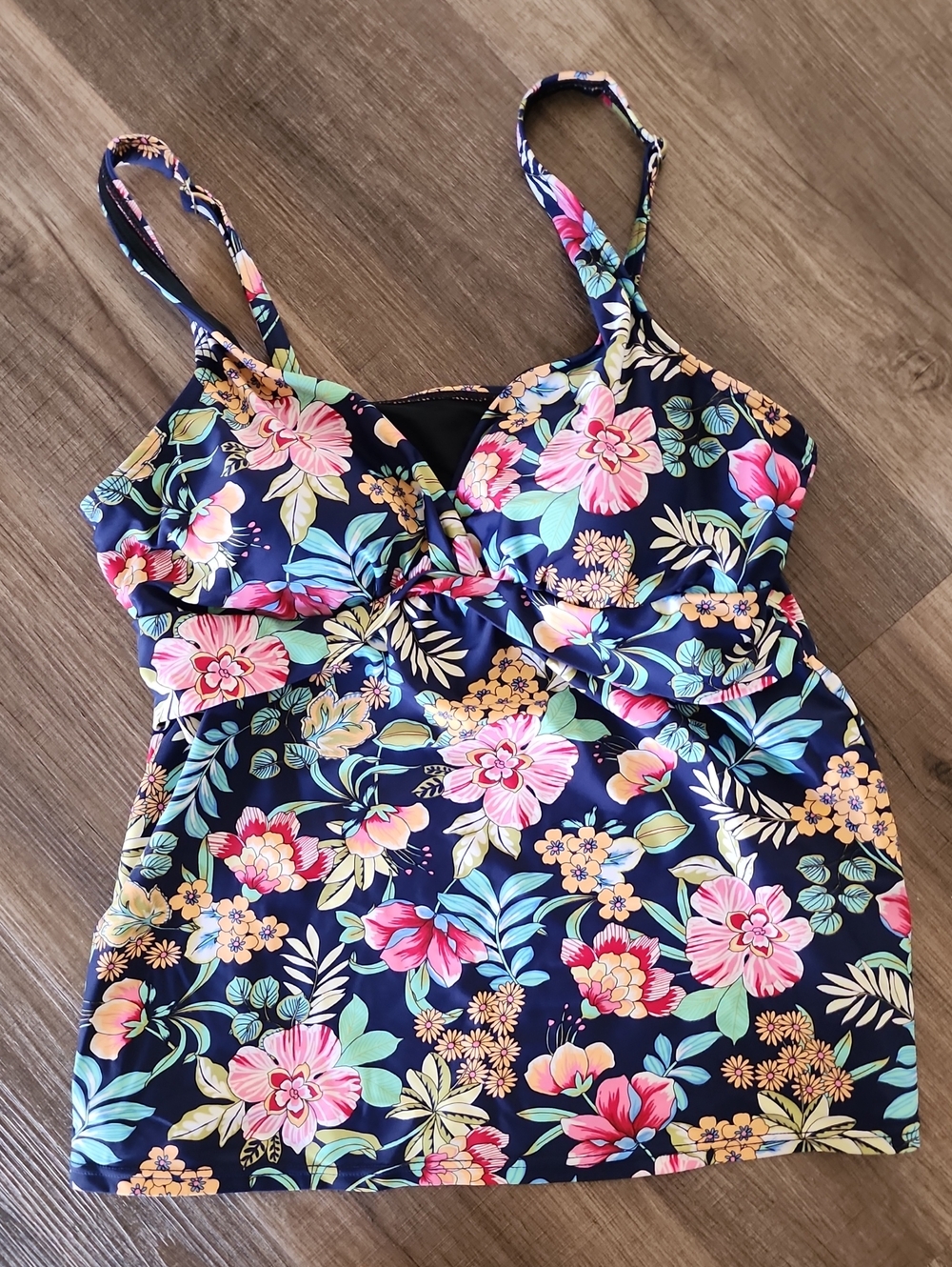 croft & barrow Navy Floral Tankini Top - Multicolor Bloom